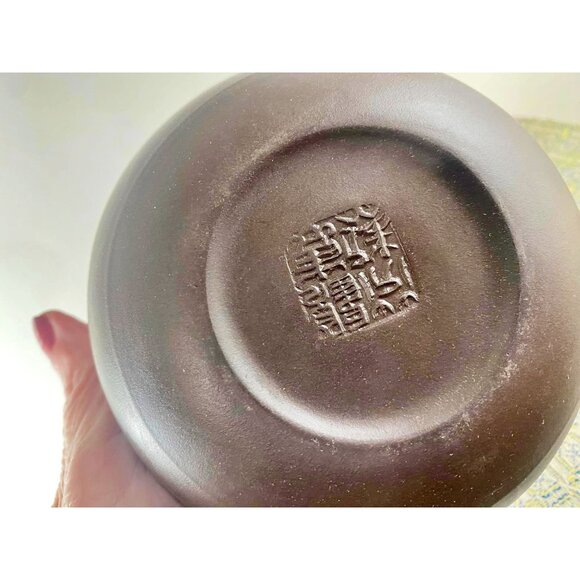 Vintage Chinese Yixing Zisha Clay Bamboo Teapot Set With 6 Cups & Saucers Origin - Picture 7 of 10